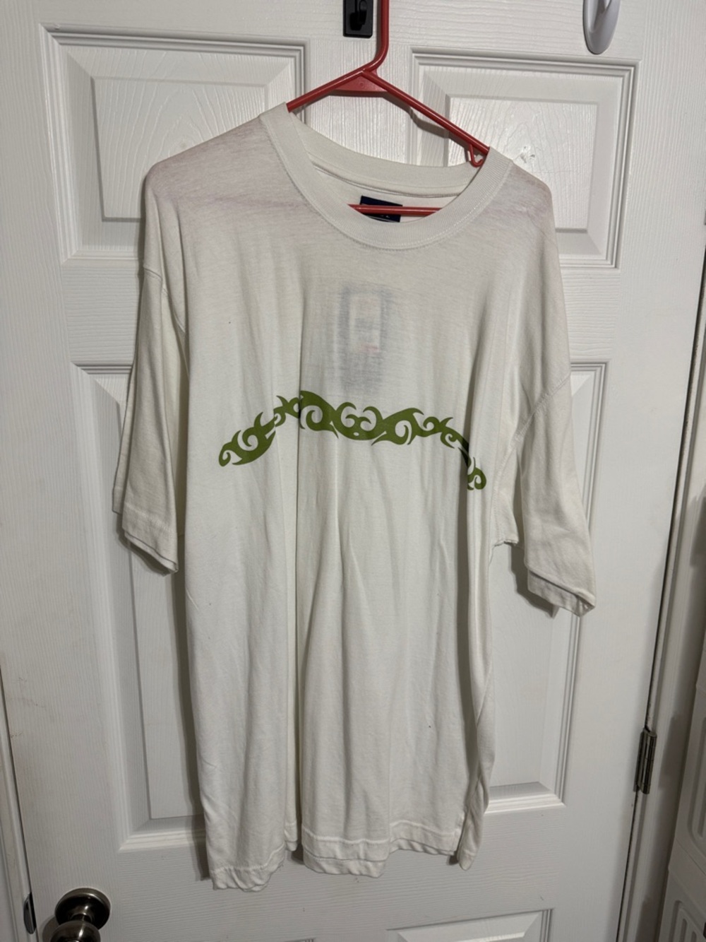 Men's White Short-Sleeve Tee with Olive Green Accent